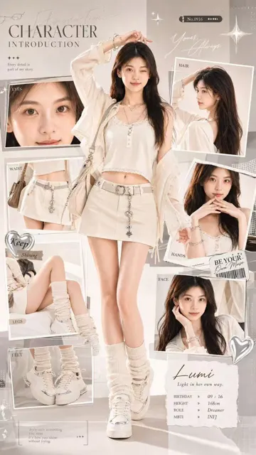 Young girl fashion character intro poster