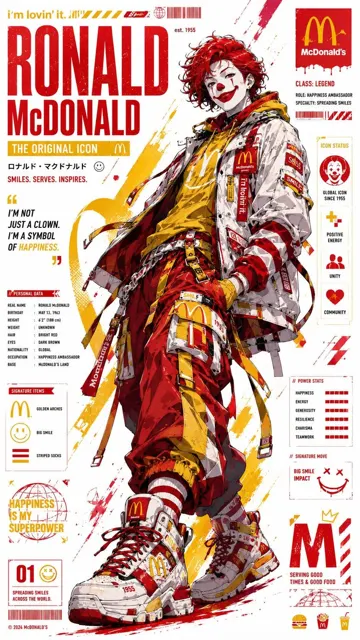 Cyber streetwear anime brand mascot poster