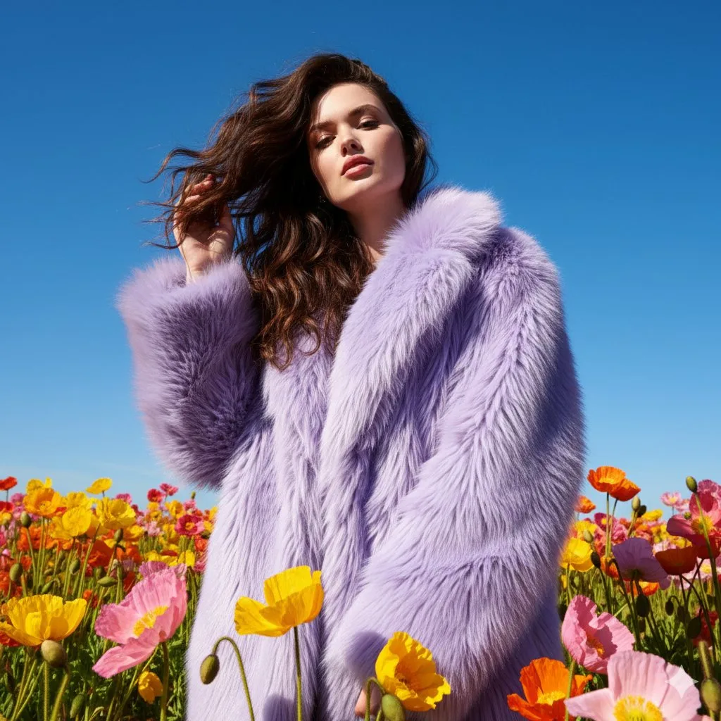 Direct flash lavender fur fashion — After