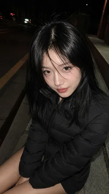 Korean girlfriend night street ccd flash