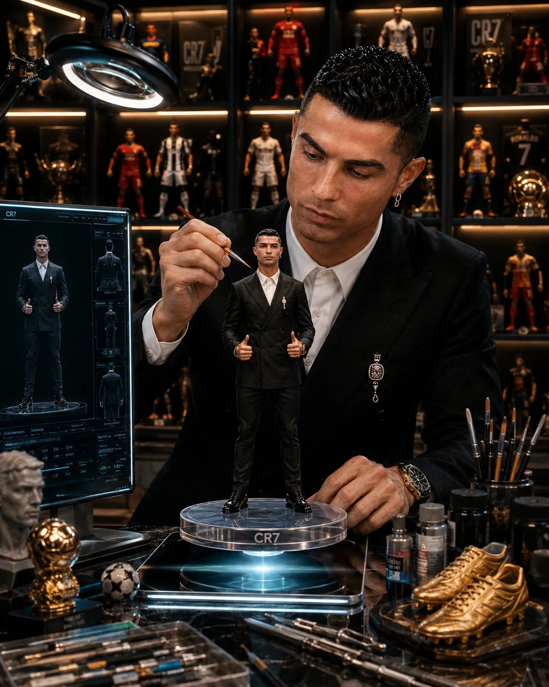 Football legend painting realistic collectible figurine — Sonra