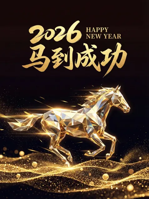 Sparkling geometric horse new year