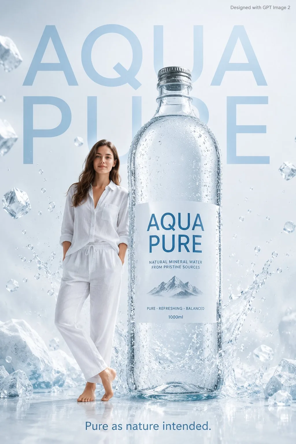 Aqua pure mineral water advertising poster — After