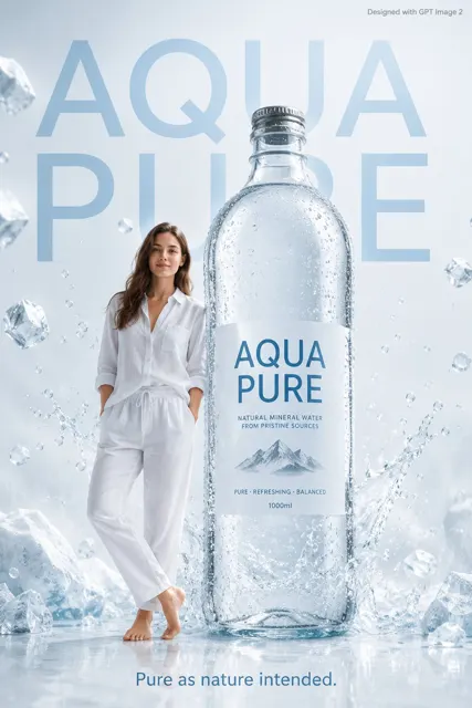 Aqua pure mineral water advertising poster