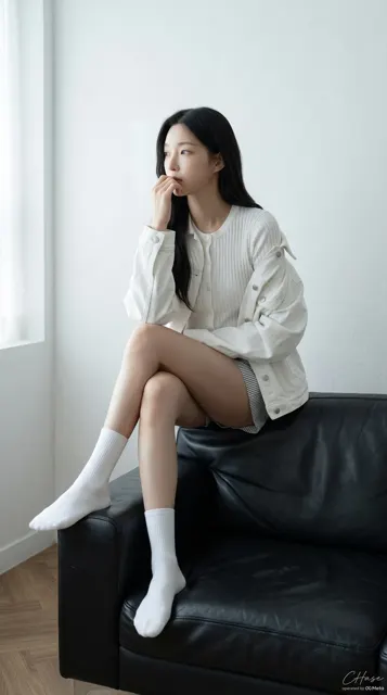 Modern minimalist monochrome studio portrait