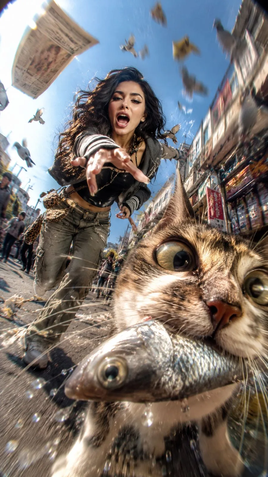 Y2k japanese digicam street chaos cat chase — Sonra