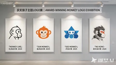 Award winning monkey logo wall