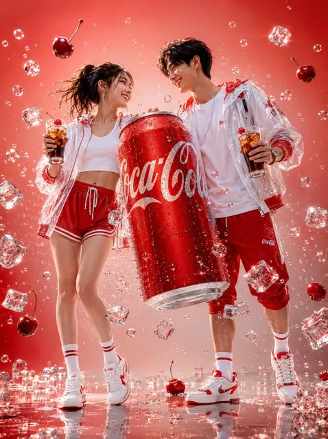 Coca cola japanese couple 3d render photography