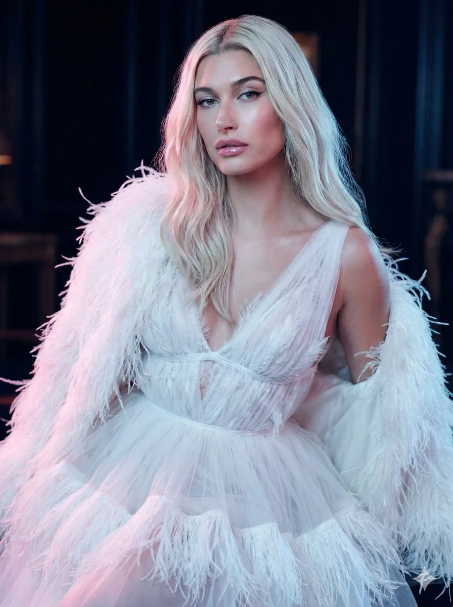 Luxury feather fashion portrait — After