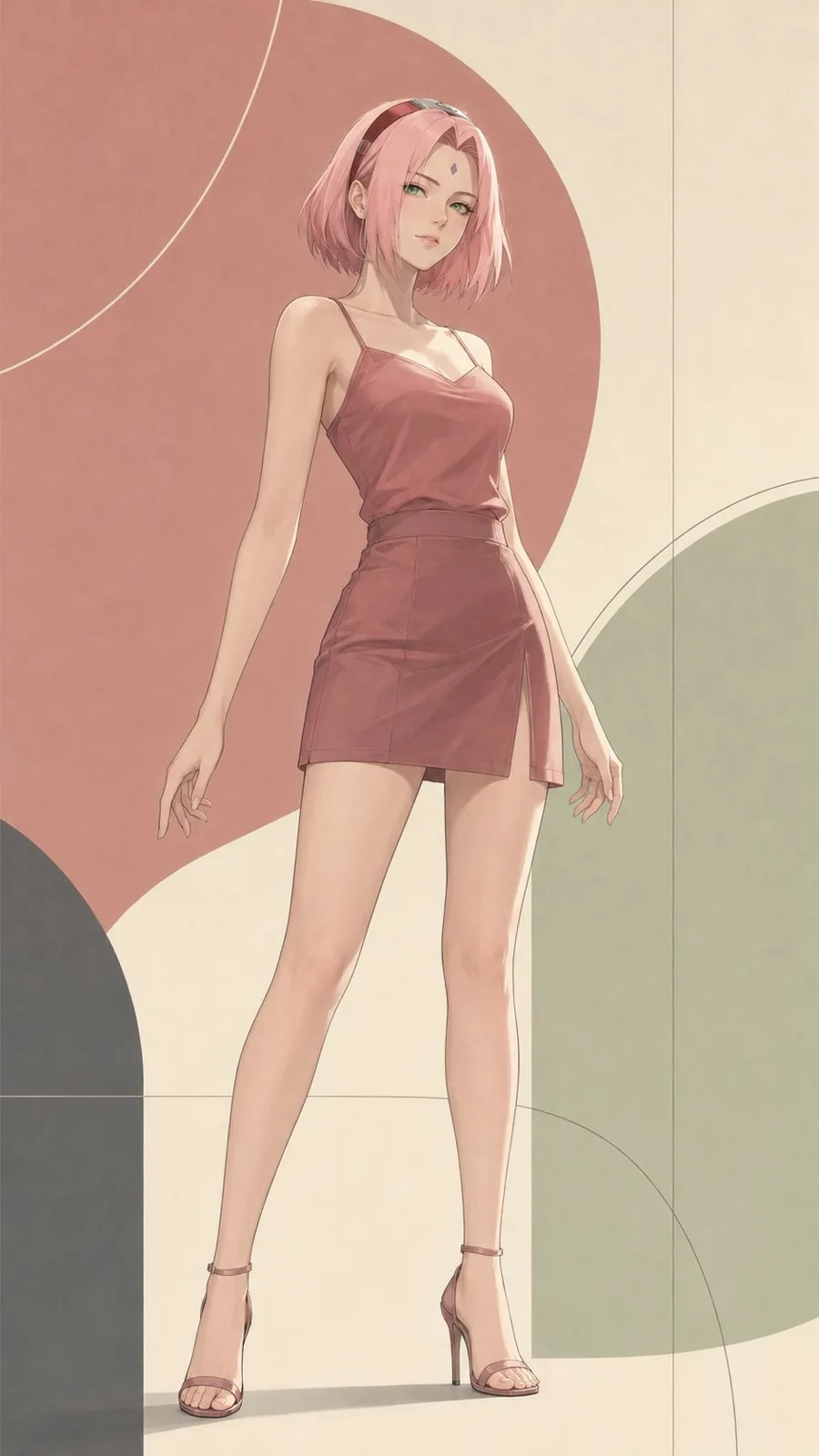 Naruto female character minimalist morandi poster — Sonra