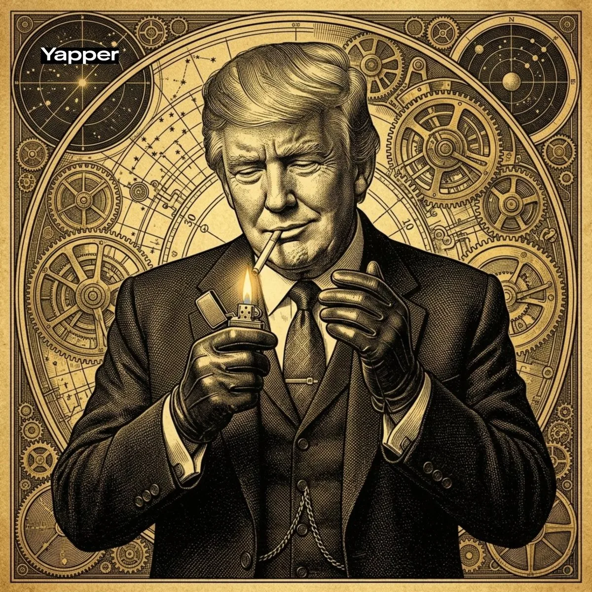 Steampunk trump vintage engraving — After