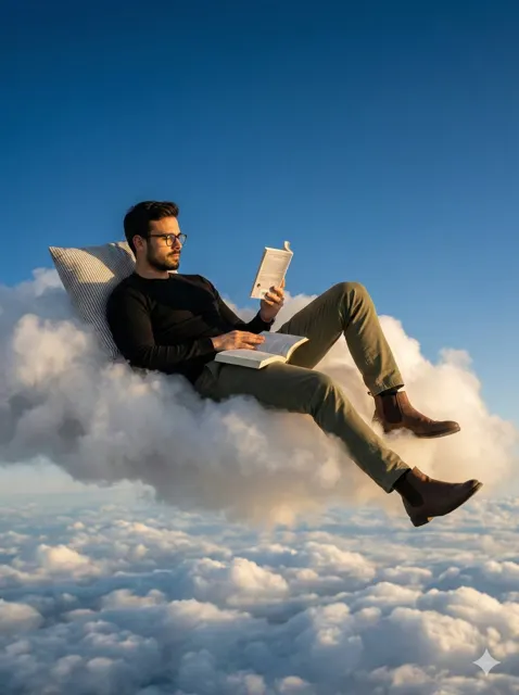 Surreal cloud reader golden hour