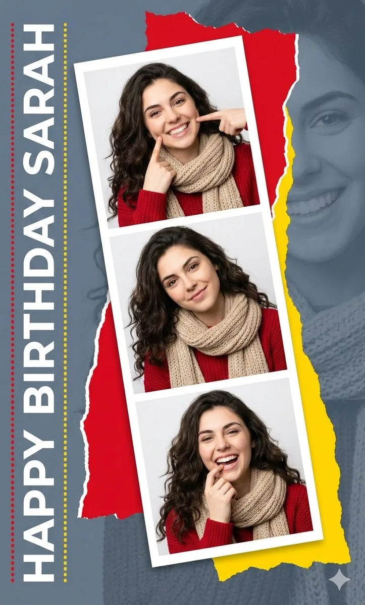 Red yellow birthday collage — Sonra
