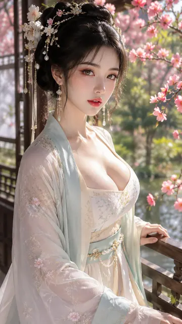 Ancient chinese noble lady spring begonia makeup photography
