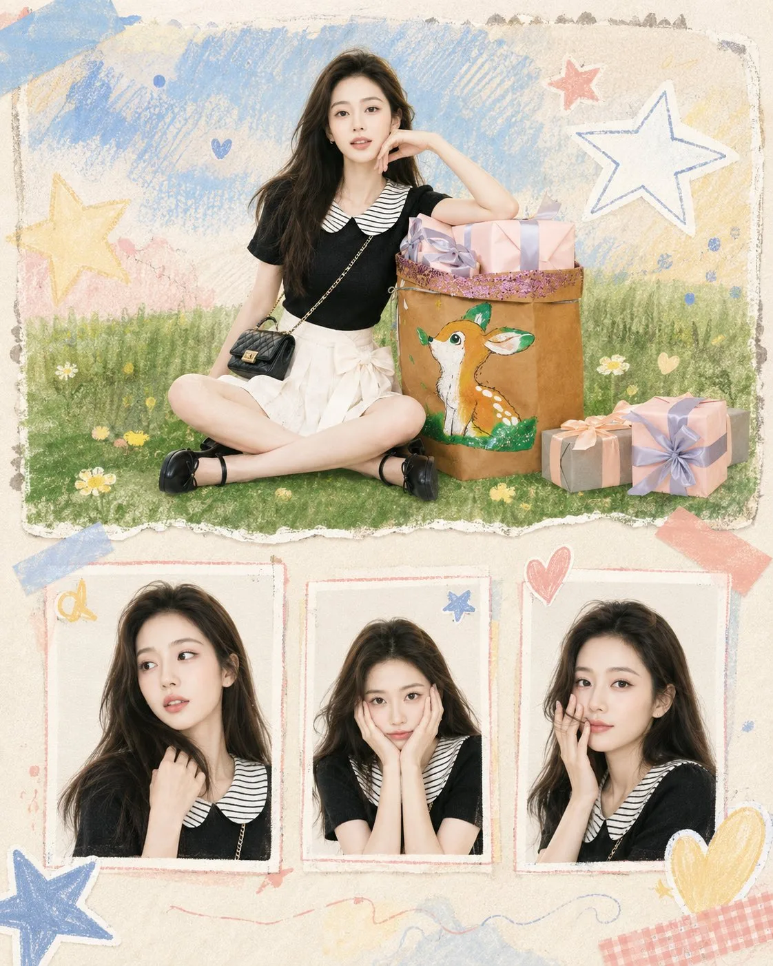 Korean french academy birthday poster collage — Sonra