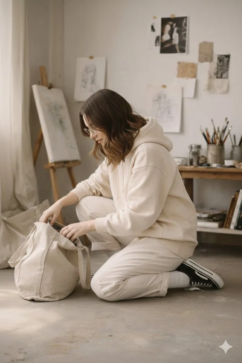 Lazy art student in afternoon studio — After