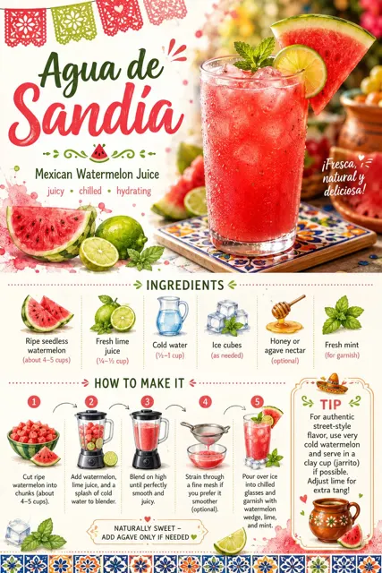 Mexican watermelon juice recipe card design
