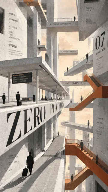 Experimental editorial architecture poster prompt