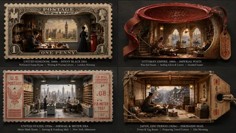 Postal geometry stamp architectural prompts
