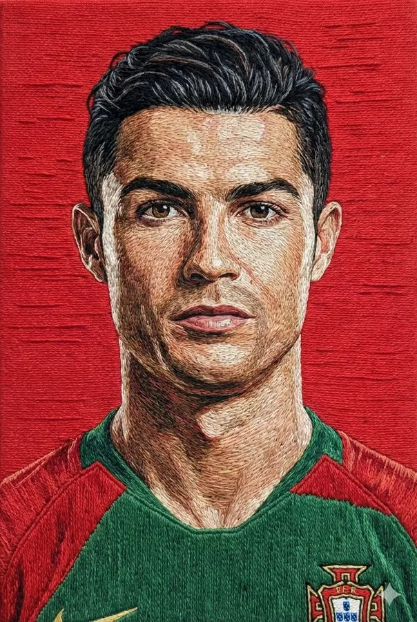 Hand embroidery textured portrait — Sonra
