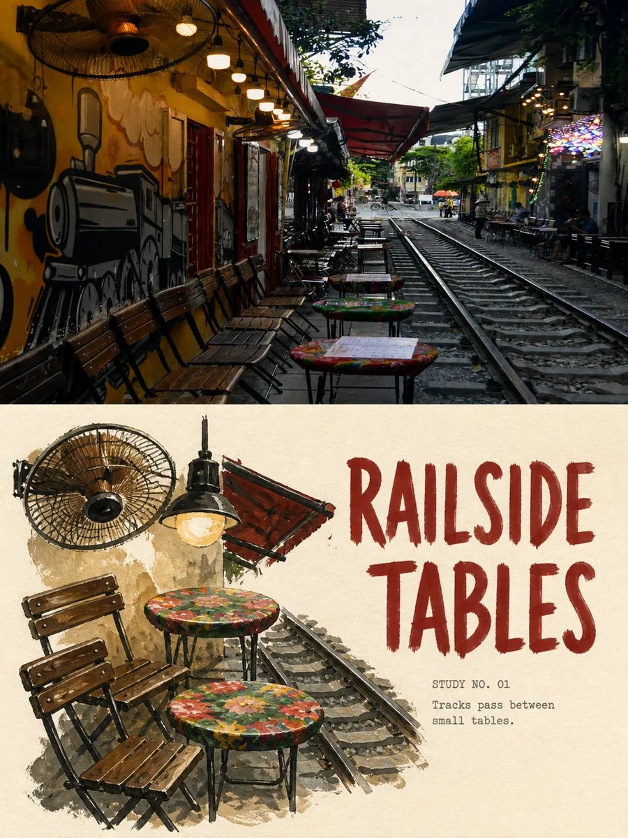 Rich gouache travel still life comparison poster — Sonra