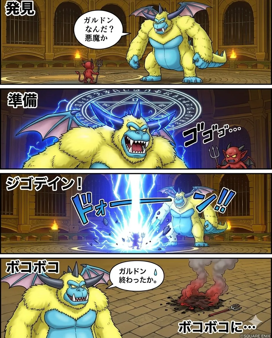 Shocking galdodon beats demon 4koma — Sonra