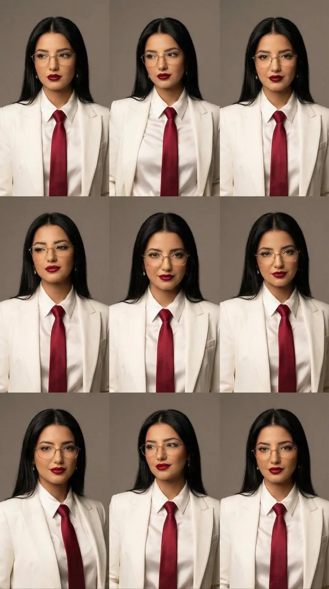Minimalist gold glasses red lips — Sonra