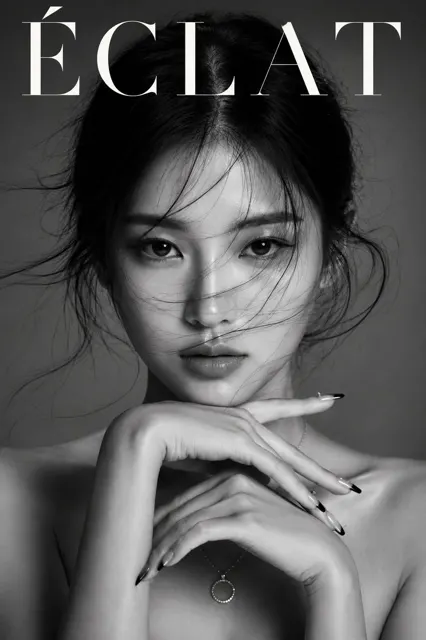 Luxury black and white korean beauty magazine portrait