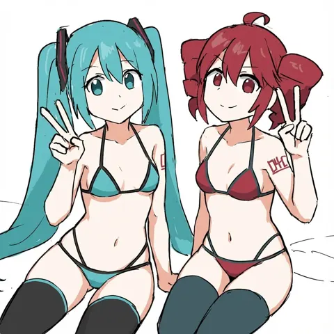 Minimalist anime bikini pose