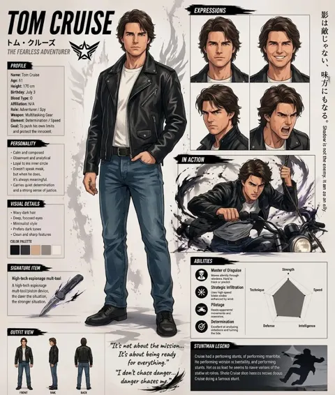 Tom cruise anime character reference sheet