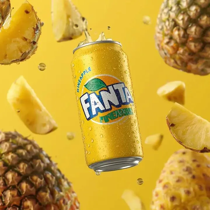 Floating yellow soda pineapple drops — Sonra