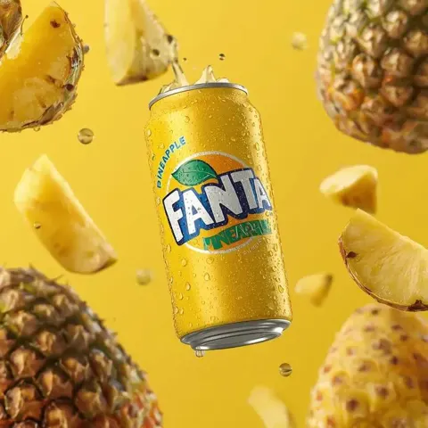 Floating yellow soda pineapple drops