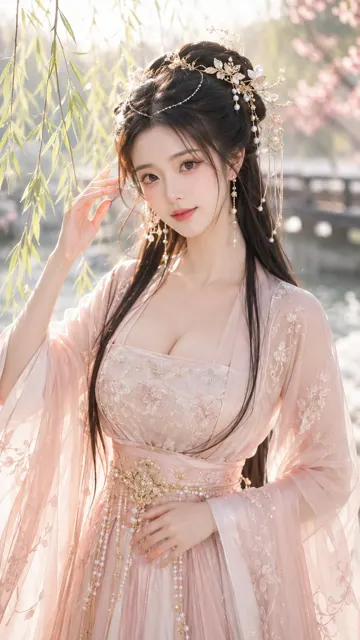 Tang style fantasy spring xianxia heroine portrait