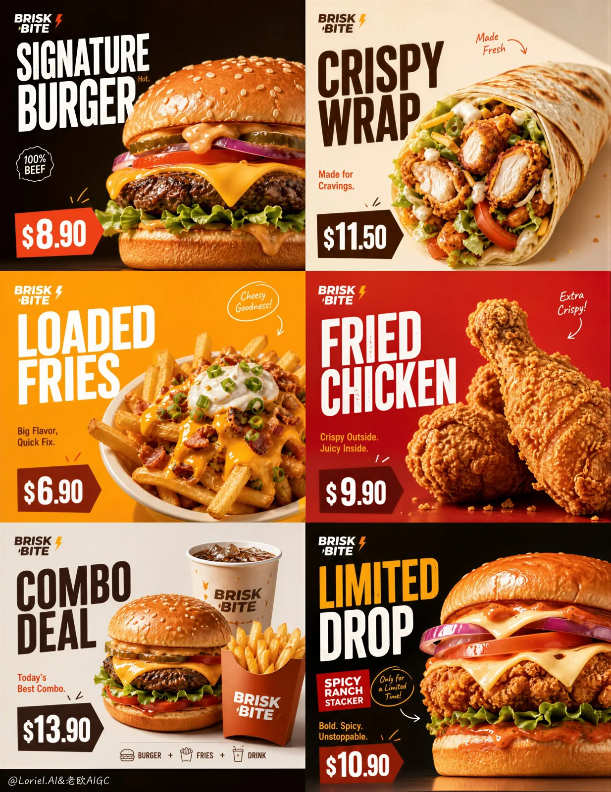 Brisk bite fast food 6 panel promo poster — After