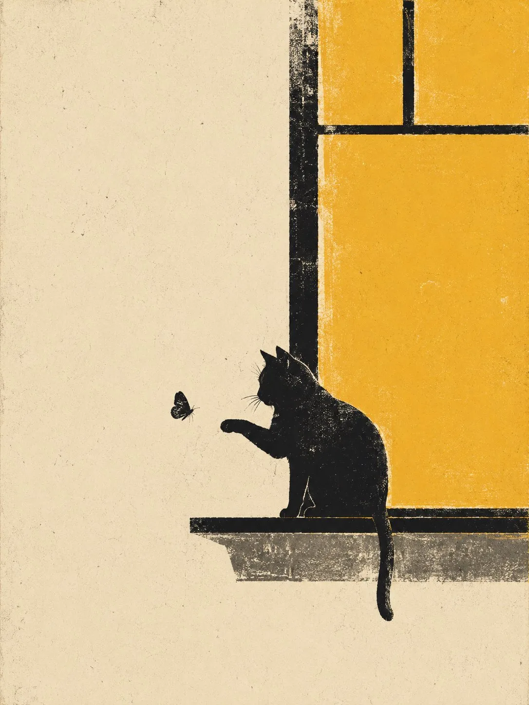 Minimalist vintage woodblock print style — Sonra