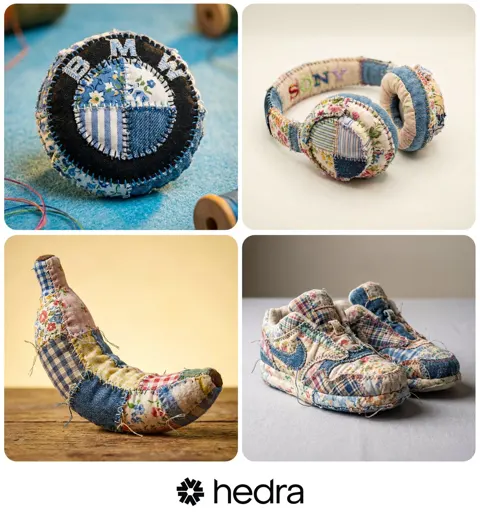 Hyper realistic handmade patchwork macro