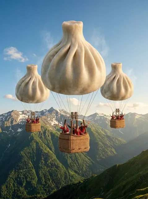 Hyperrealistic surreal georgian food photography