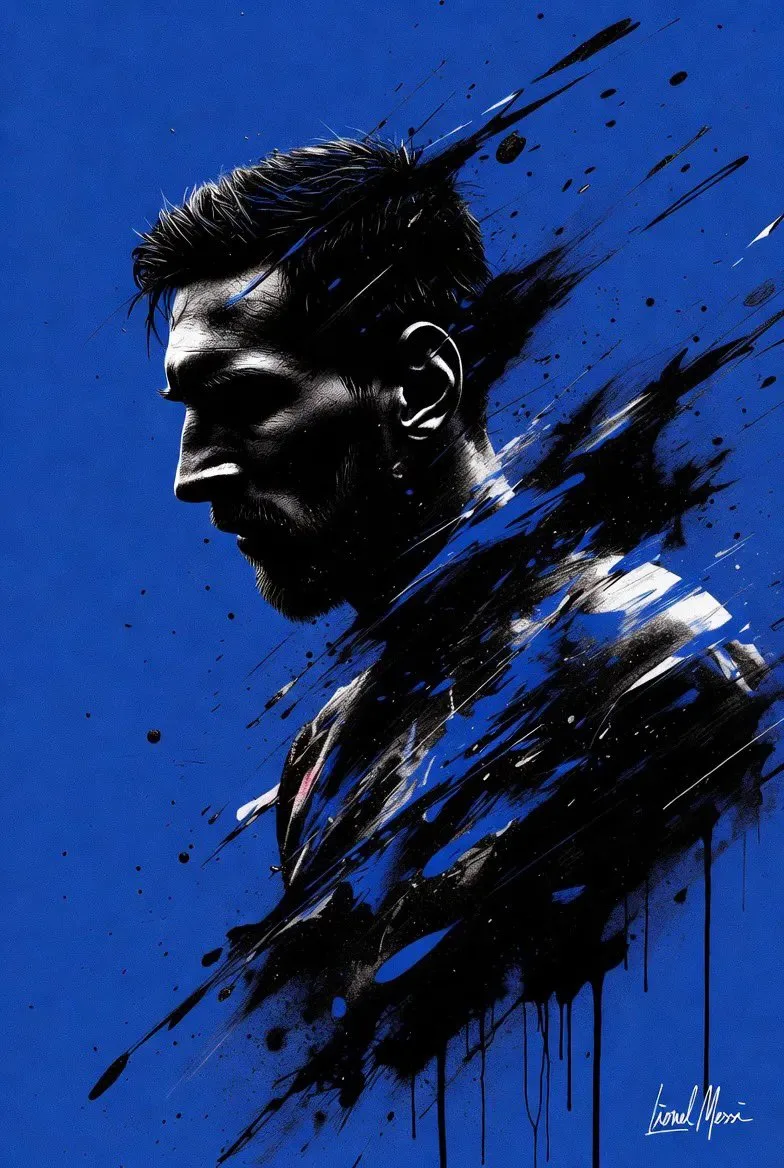 Electric blue messi splash art — Sonra