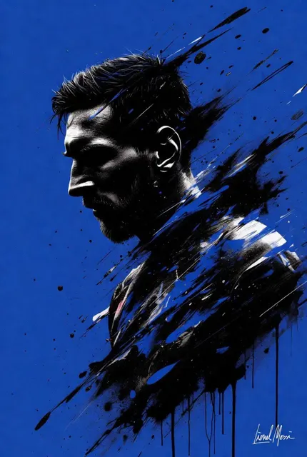 Electric blue messi splash art