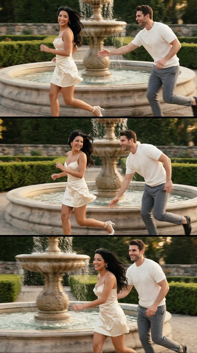 Cinematic romantic garden chase — After