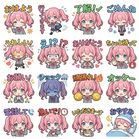 Cute highschool girl stickers