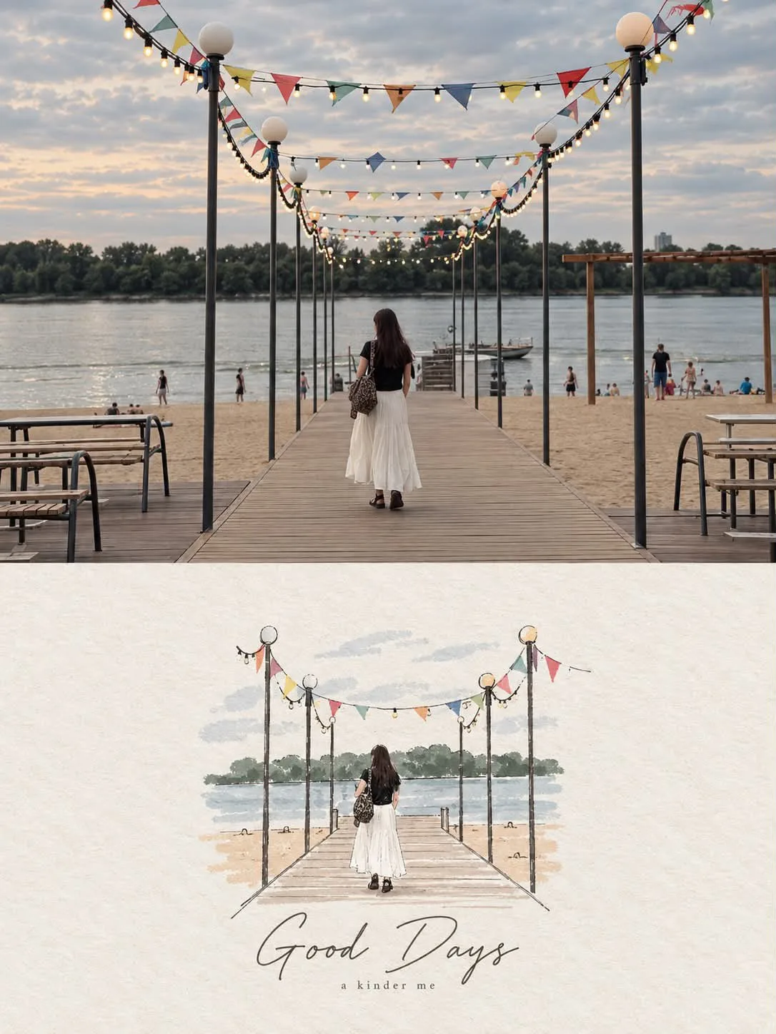 Refined photo minimal watercolor vignette artwork — Sonra