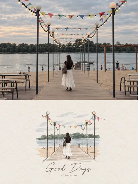 Refined photo minimal watercolor vignette artwork