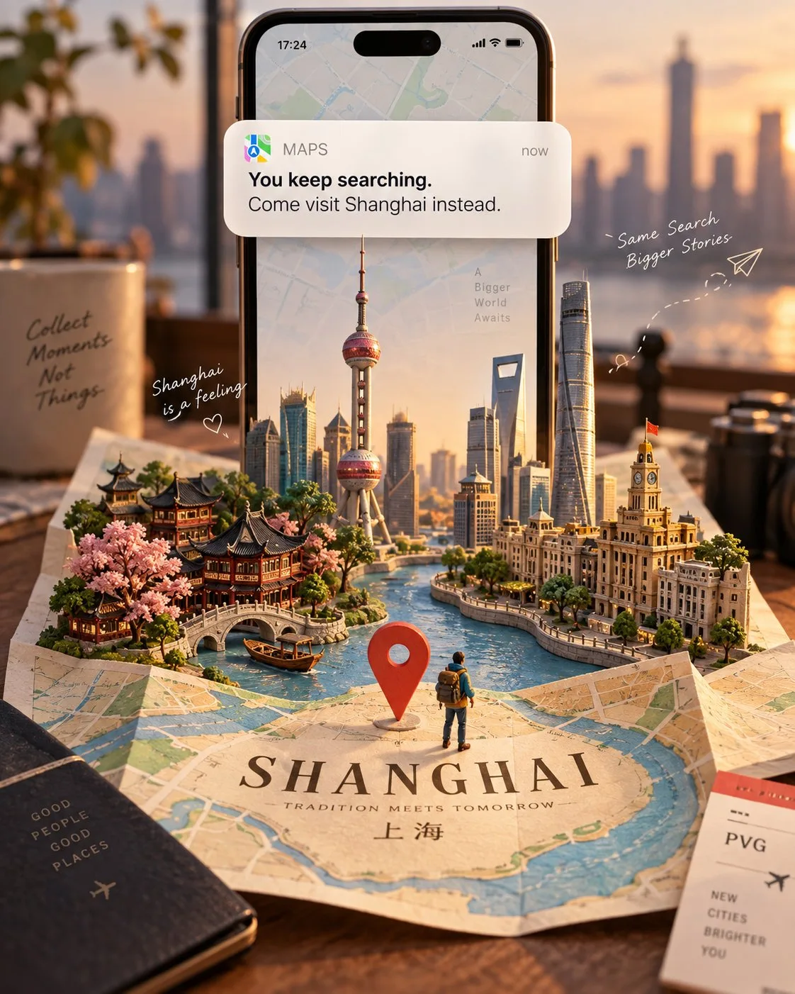 Instagram travel campaign smartphone miniature papercraft — Sonra