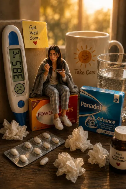 Surreal miniature cinematic scene sick woman