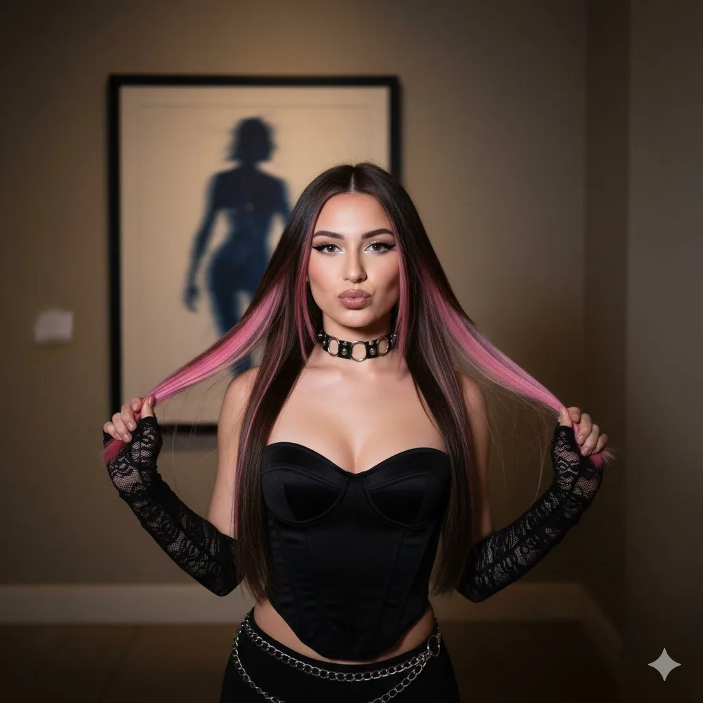 Y2k pink highlight flash portrait — Sonra