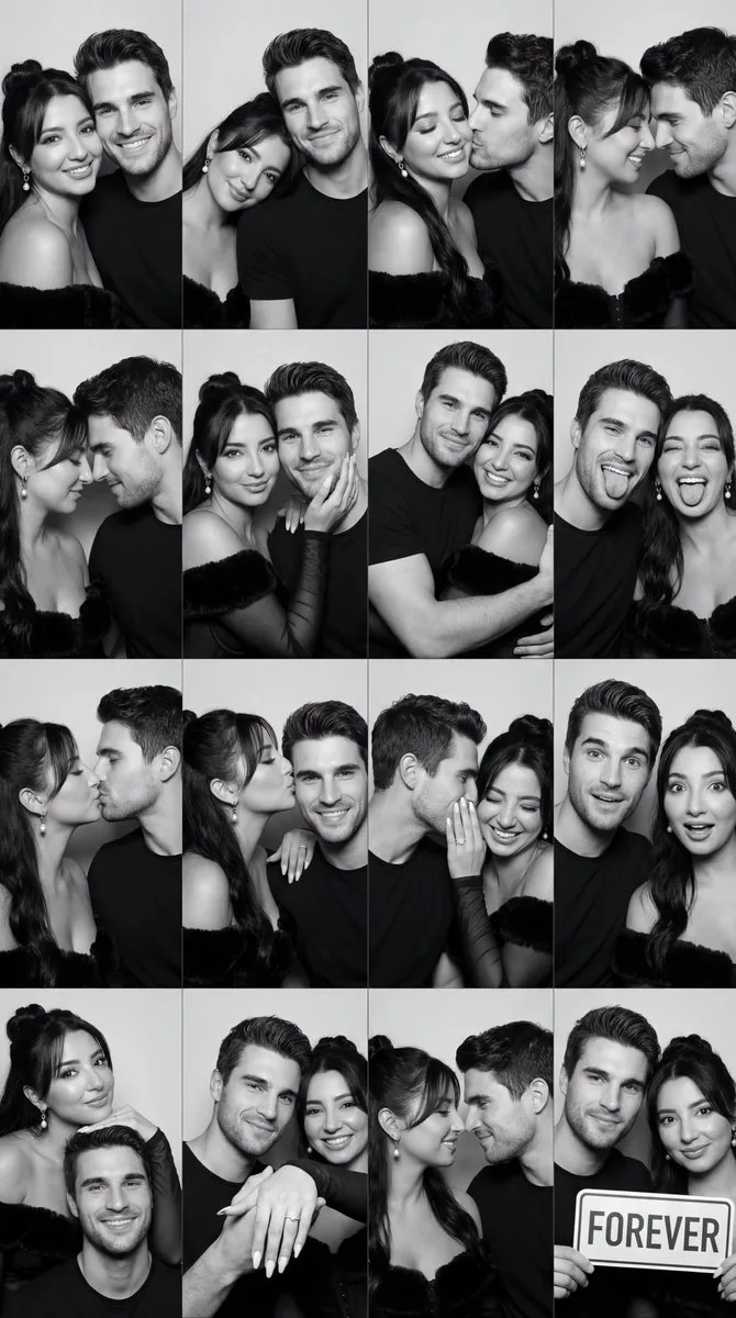 Romantic bw couple contact sheet — After