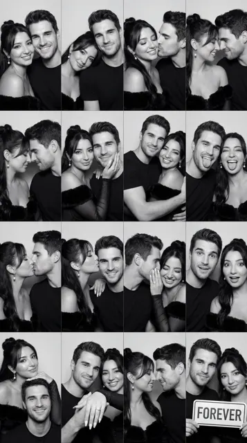 Romantic bw couple contact sheet