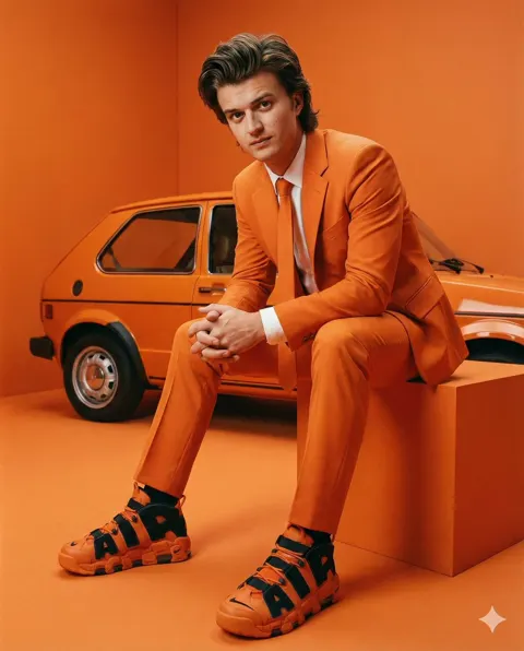 High contrast orange studio editorial