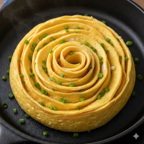 Rose tamagoyaki close up
